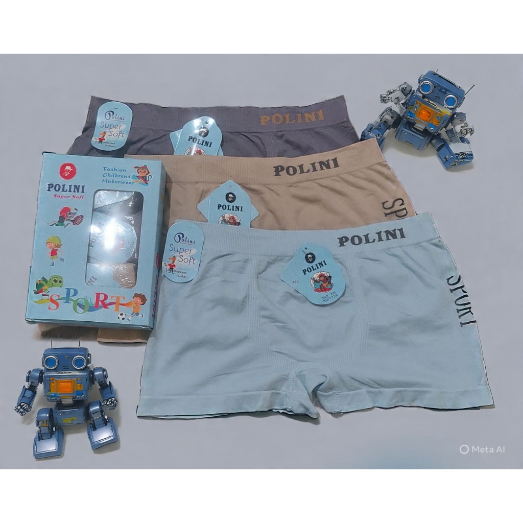 3 ชิ้น Polini 505 & 7759 / 506 & 507 กางเกงบ็อกเซอร์เด็ก / บ็อกเซอร์เด็กชาย 3-8 ปี / Polini Children
