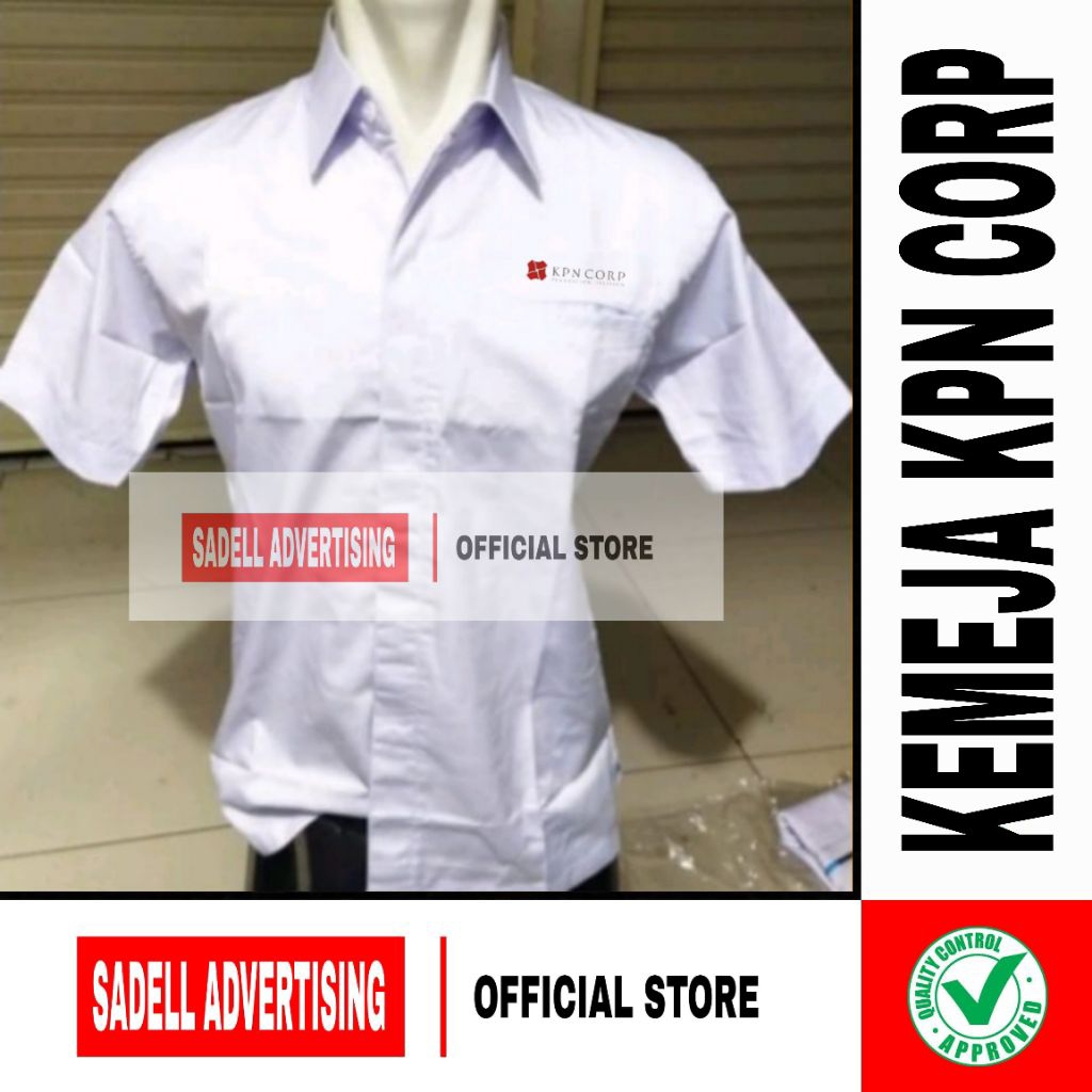 KEMEJA KPN CORP เสื้อ KPN CORP เครื่องแบบสีขาวแขนสั้นผู้ชายเย็บปักถักร้อย