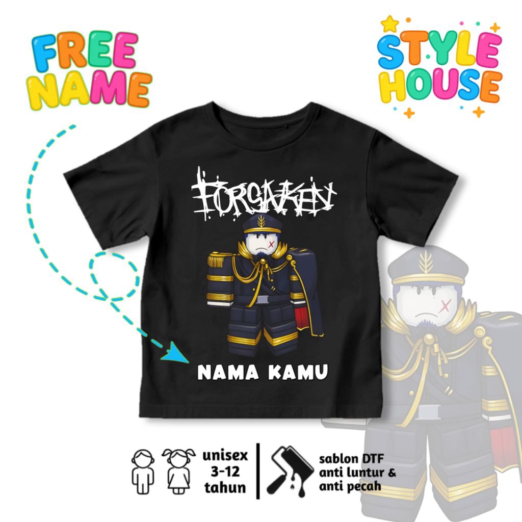 Forsaken Guest 1337 Roblox ตัวอักษรเด็กเสื้อยืดฟรี NAME/เด็กท็อปส์ทําจากผ้าฝ้ายหวี