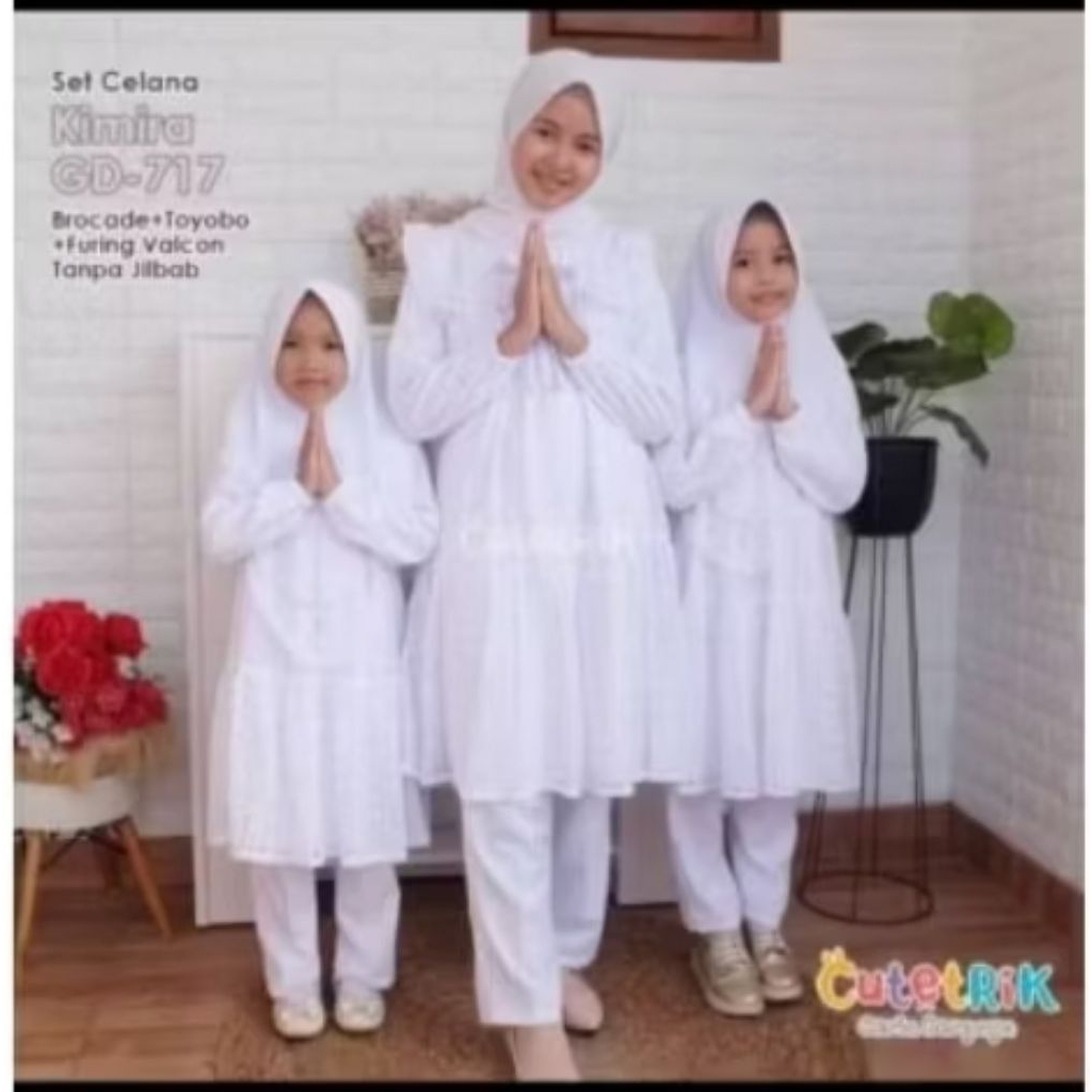 KATUN KIIRA ชุดกางเกงขายาวสีดําล้วนเนื้อผ้าฝ้ายและผ้าเย็นหรูหรา Cutetrik Manasik Umroh Haji ดั้งเดิม