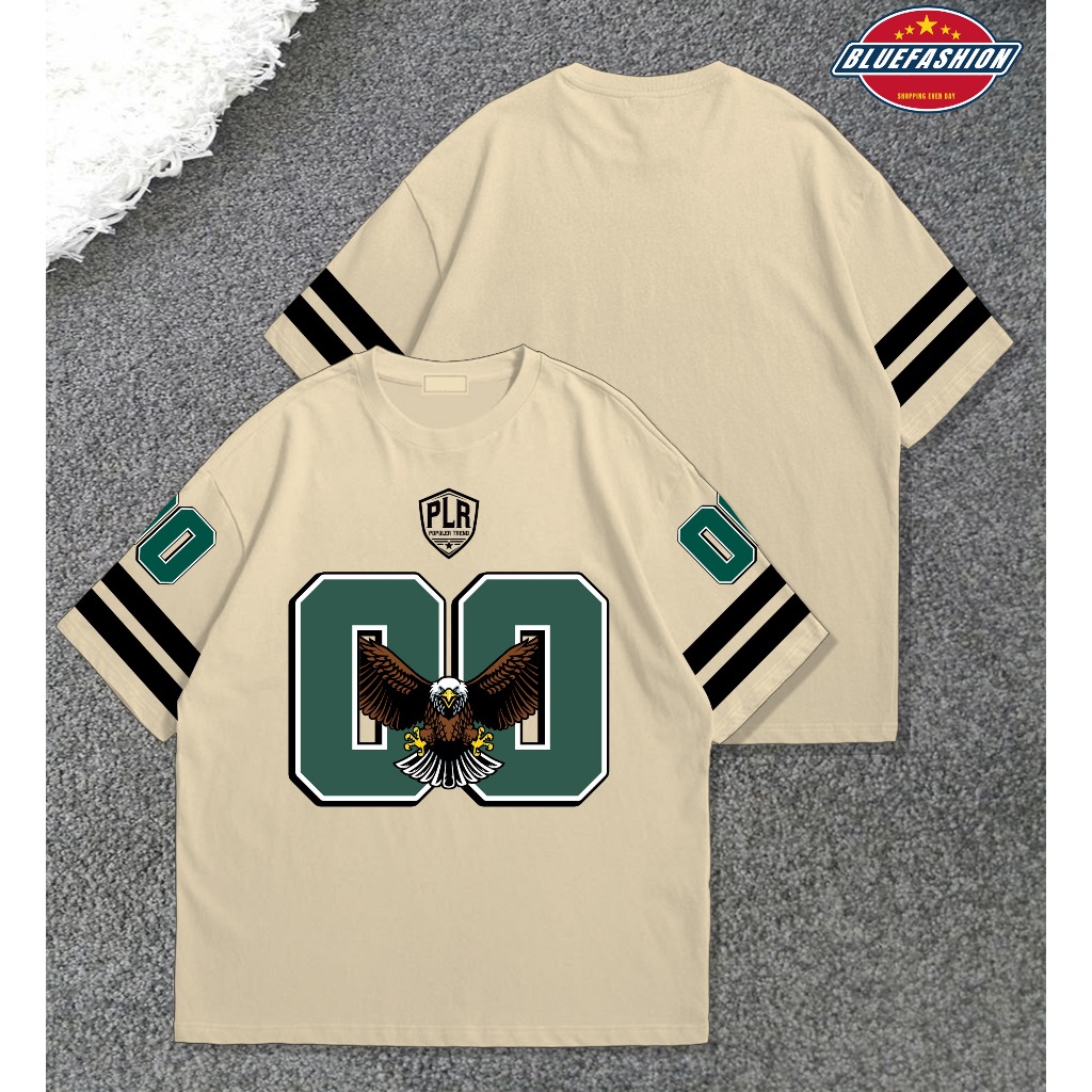 เสื้อยืด เสื้อเชิ้ต Tee Baggy Oversize Jersey Motif 00 Eagle Premium Cotton 24s BL