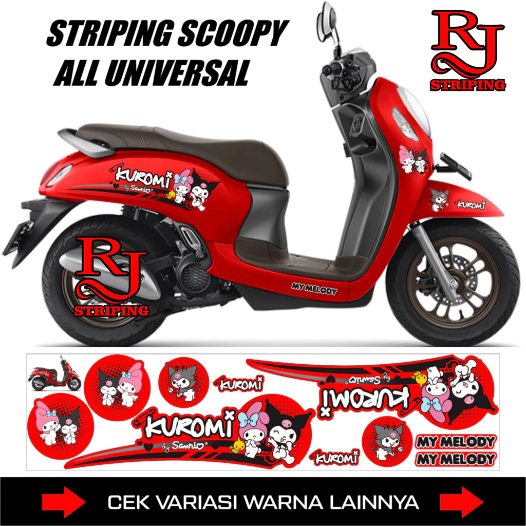 KUROMI STRIPING สติ๊กเกอร์สําหรับทุก SCOOPY FI / คาร์บอนรถจักรยานยนต์ / สติ๊กเกอร์ UNIVERSAL สําหรับ HONDA SCOOPY MOTORCYCLES