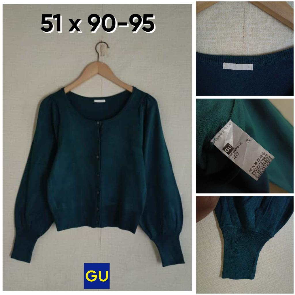 HIJAU GU คาร์ดิแกน by UNI Green O Neck Size S Womens Knit Smooth Outer D005