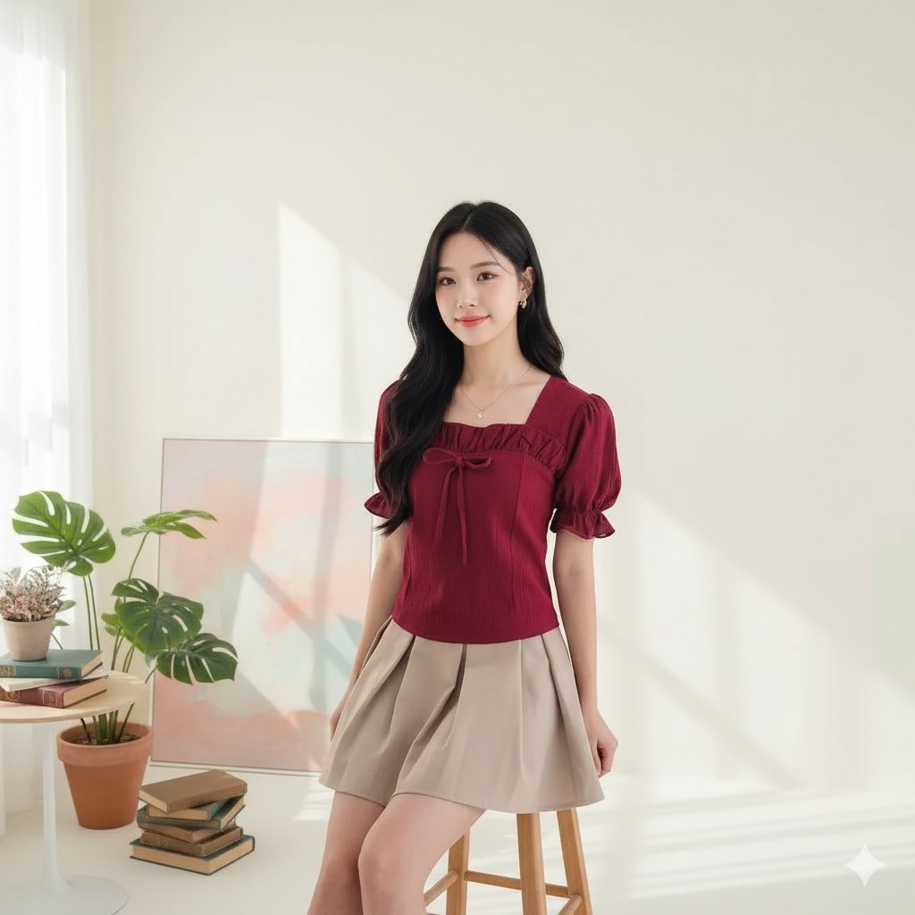 KIYORA TOP RIBBON / AERI TOP SHORT SLEEVE RIBBON TOP