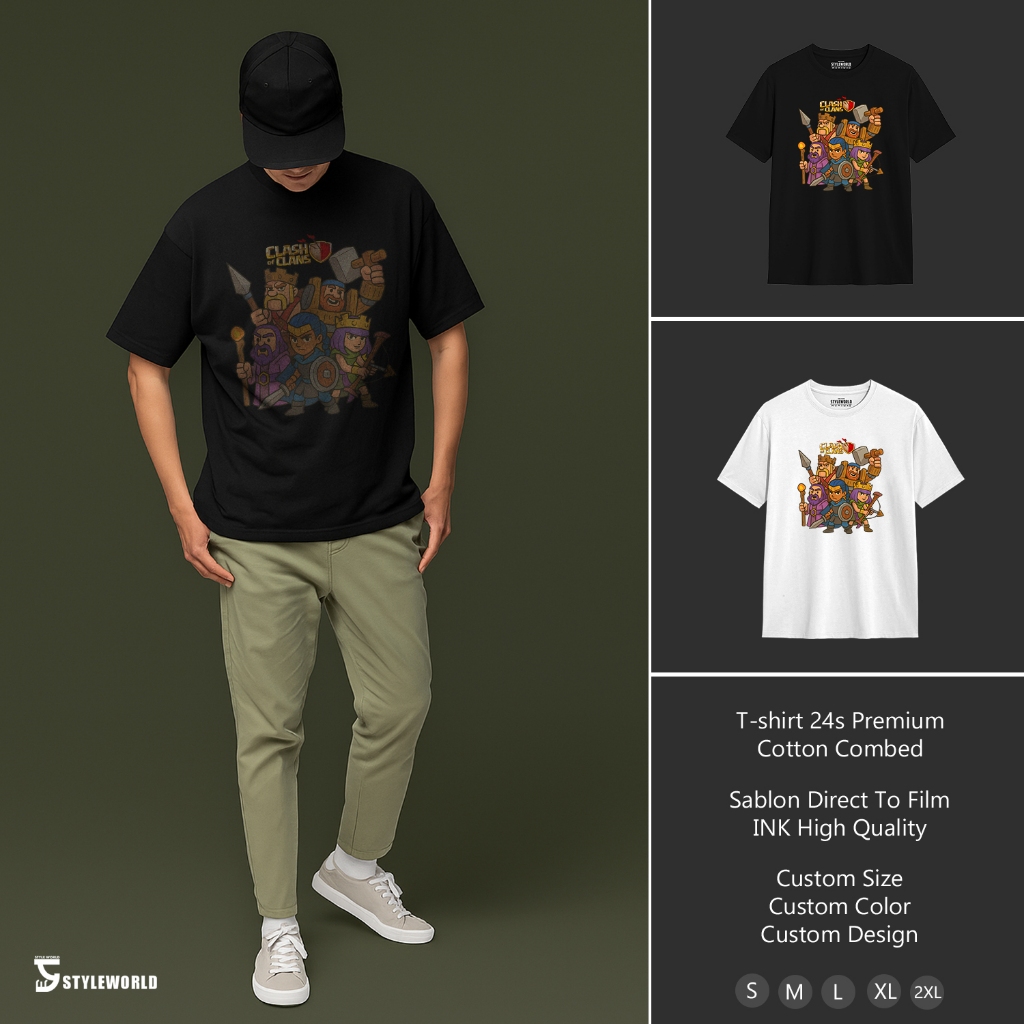 เสื้อยืดเกม Coc Clash Of Clans 24s Cotton Combed Sw-17