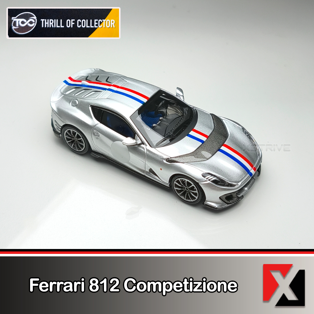 TOC Thrill of Collector 1:64 Ferrari 812 Competizione Argento Nurburgring French Stripe พร้อมสติ๊กเก