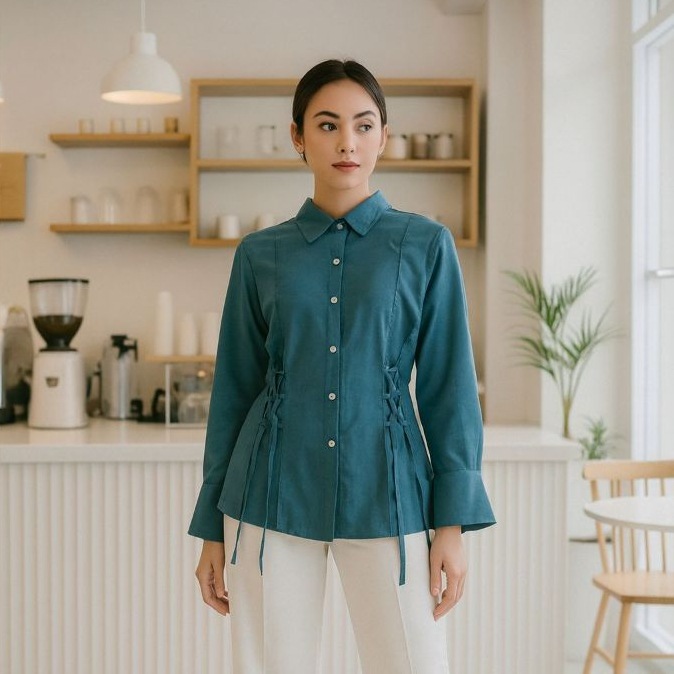 Raline Shirt Press Body Drawstring Lace Up Front