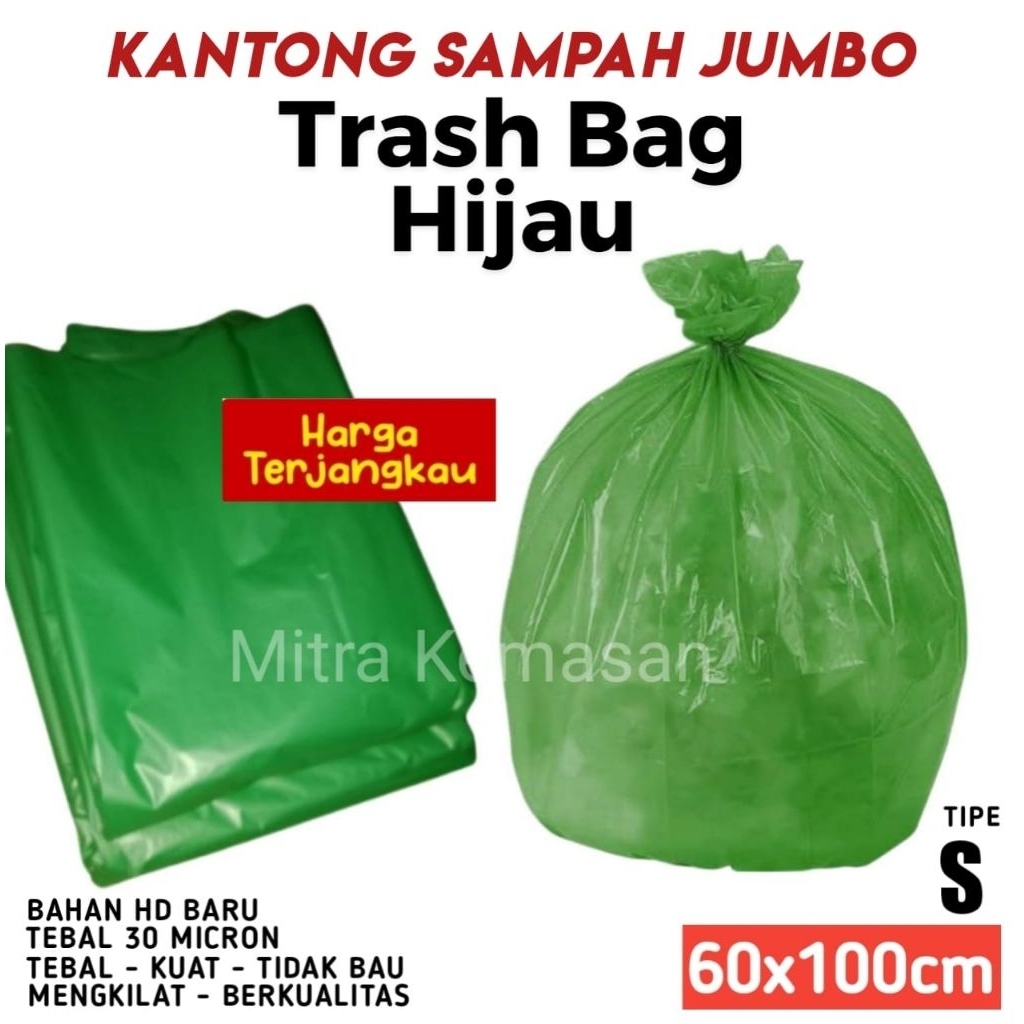 HIJAU ECOGREEN กระเป๋าใส่ปุ๋ยสีเขียวออร์แกนิก | พลาสติกขนาดใหญ่ TRACH BAG PACKING 40x55 ซม. 60x100 ซ