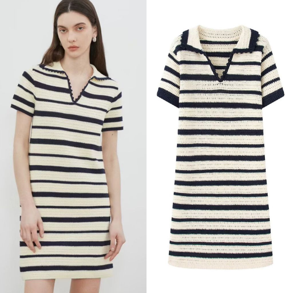 มินิเดรสผ้าถักลายงาช้าง 7862 (KZ)