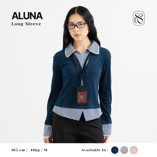 SOOSLU - Aluna Top NG2A Atasan Kemeja Wanita Knit Polos Lengan Panjang