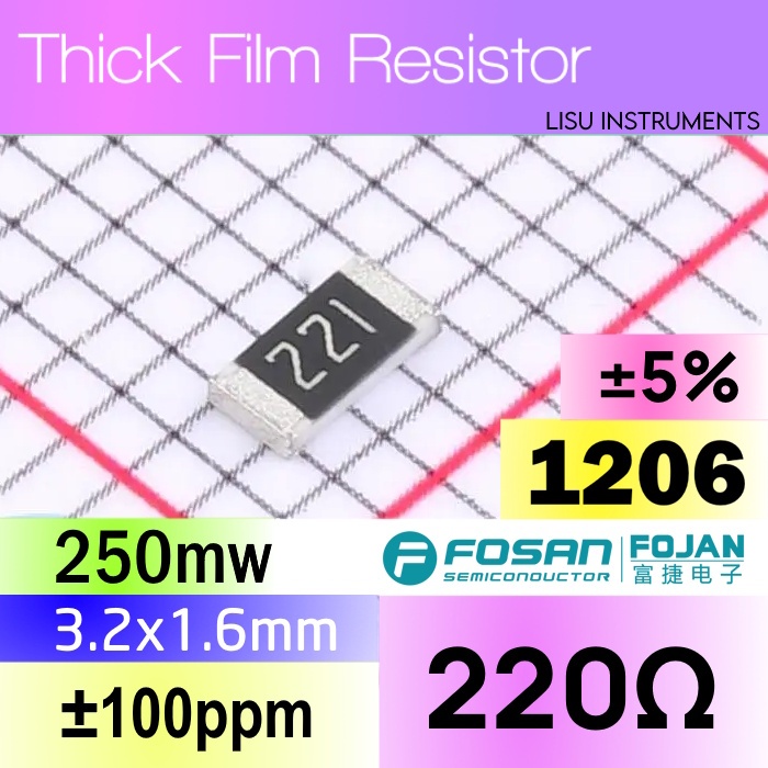 220R 1206 ±5% ตัวต้านทานหนา SMD 221 FRC1206J221 TS FOJAN