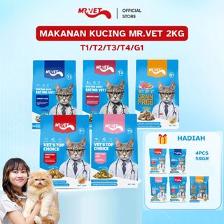 Mr.Vet - [LIVE 2KG] Makanan Kucing Dan Anjing Kemasan Untuk Kesehatan menyeluruh T1,T2,T3,T4,G1,D1,E1,E2,E3