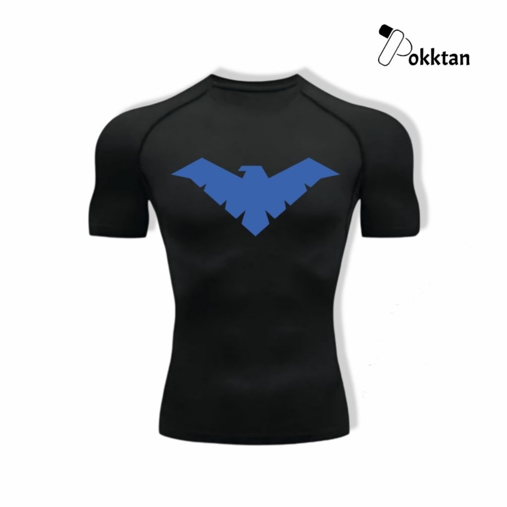 Nightwing Compression เสื้อแขนสั้นกีฬาเสื้อยืด v2/ Nightwing แขนสั้นแน่นการบีบอัดกีฬาเสื้อยืด v2