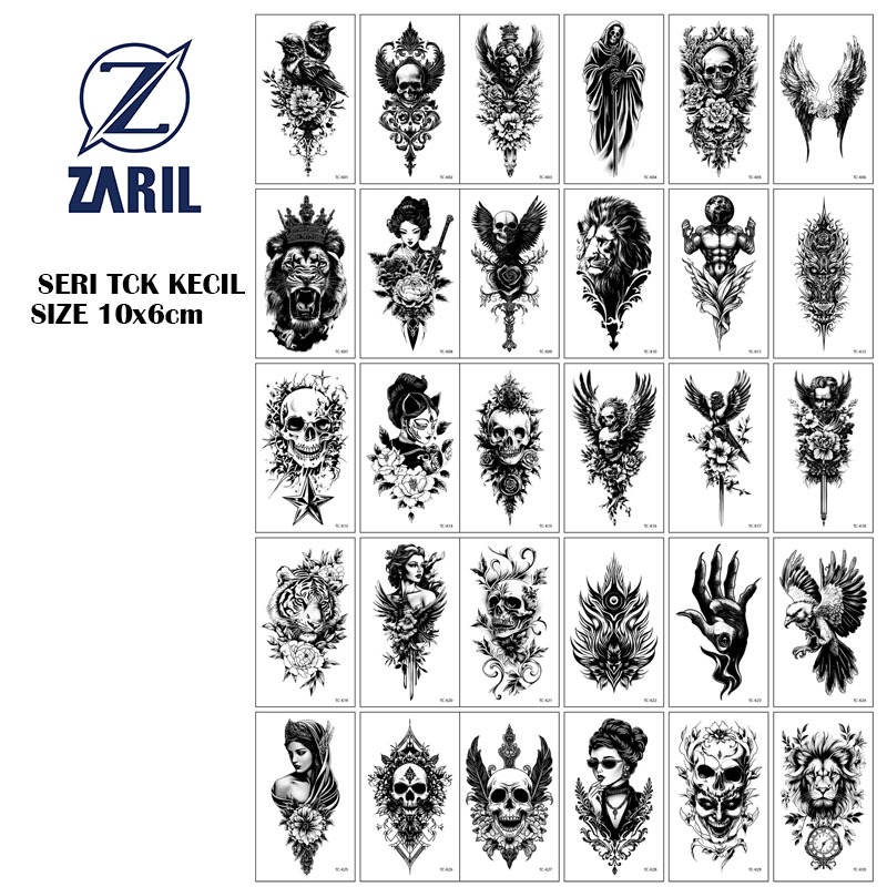 (แพ็ค 10 แผ่น) รอยสักชั่วคราว TC-k Series RANDOM ออกแบบตามภาพ 2-4 วัน ขนาด 10x6cm