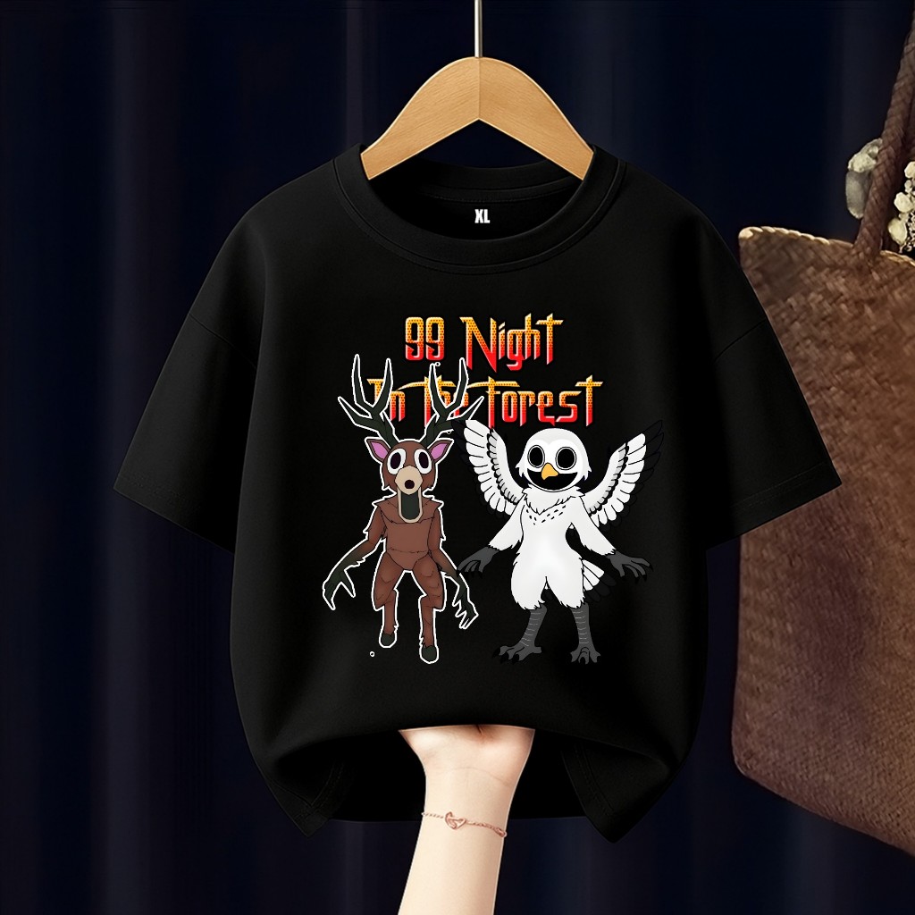 99 NIGHTS IN THE FOREST THE DEER VS THE OWL CHILDRENS เสื้อยืดฟรี CUSTOM NAME