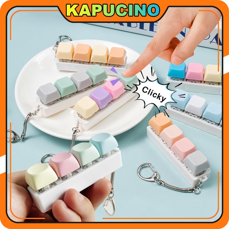 GANTUNGAN พวงกุญแจ Fidget ของเล่นเครื่องทดสอบคีย์บอร์ด Keycap พวงกุญแจ Fidget คีย์บอร์ด ASMR Mini Di