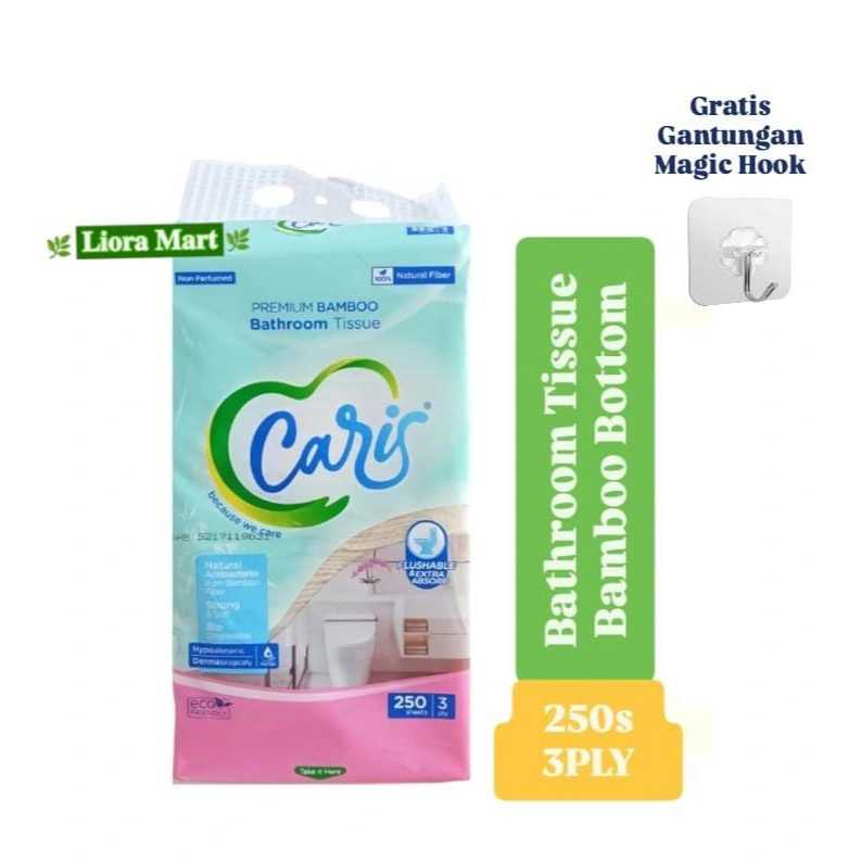 CARIS PREMIUM BAMBOO BATHROOM TISSUE BOTTOM PULL 3ply 250s/โถสุขภัณฑ์แบบแขวน TISSUE/แขวน 250s