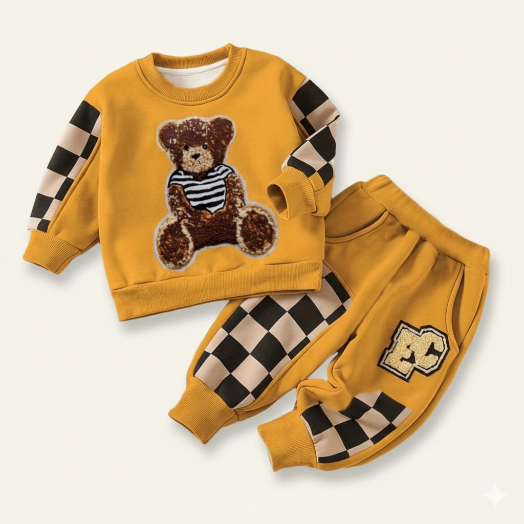 VIRAL CHILDRENS JOGER SUITS BEAR MOTIF CHILDRENS JOGER ชุดทันสมัยชุดผู้ชายและผู้หญิง JOGER 1-6 ปี