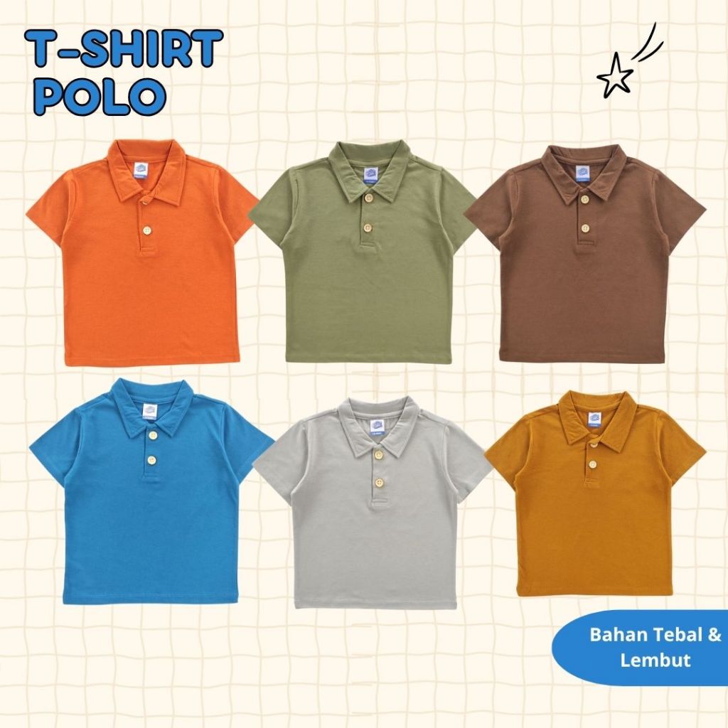 KEMEJA เสื้อโปโลเด็กชาย 1-6 ปีชายเสื้อเสื้อคอปกเสื้อโปโลธรรมดาเสื้อโปโลเสื้อยืดเด็ก CM AMK CMKSL006