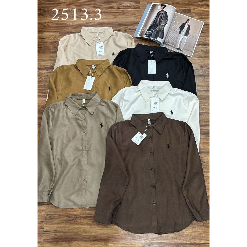 KEMEJA HAPPY SHOP - เสื้อเชิ้ตผู้หญิง TOP 2513.1/2/3 SOFT SUEDE PREMIUM VERY BEAUTIFUL STYLISH FASHI