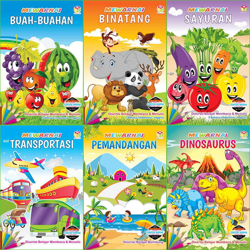 แพ็คเกจหนังสือ 6 สีสําหรับผลไม้, ANIMALS, ETC