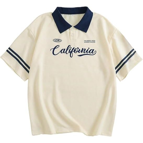 Verdusa Womens Oversize Jersey Rugby Shirt Short Sleeve Jersey Shirts Collared Button Down Tees Grap