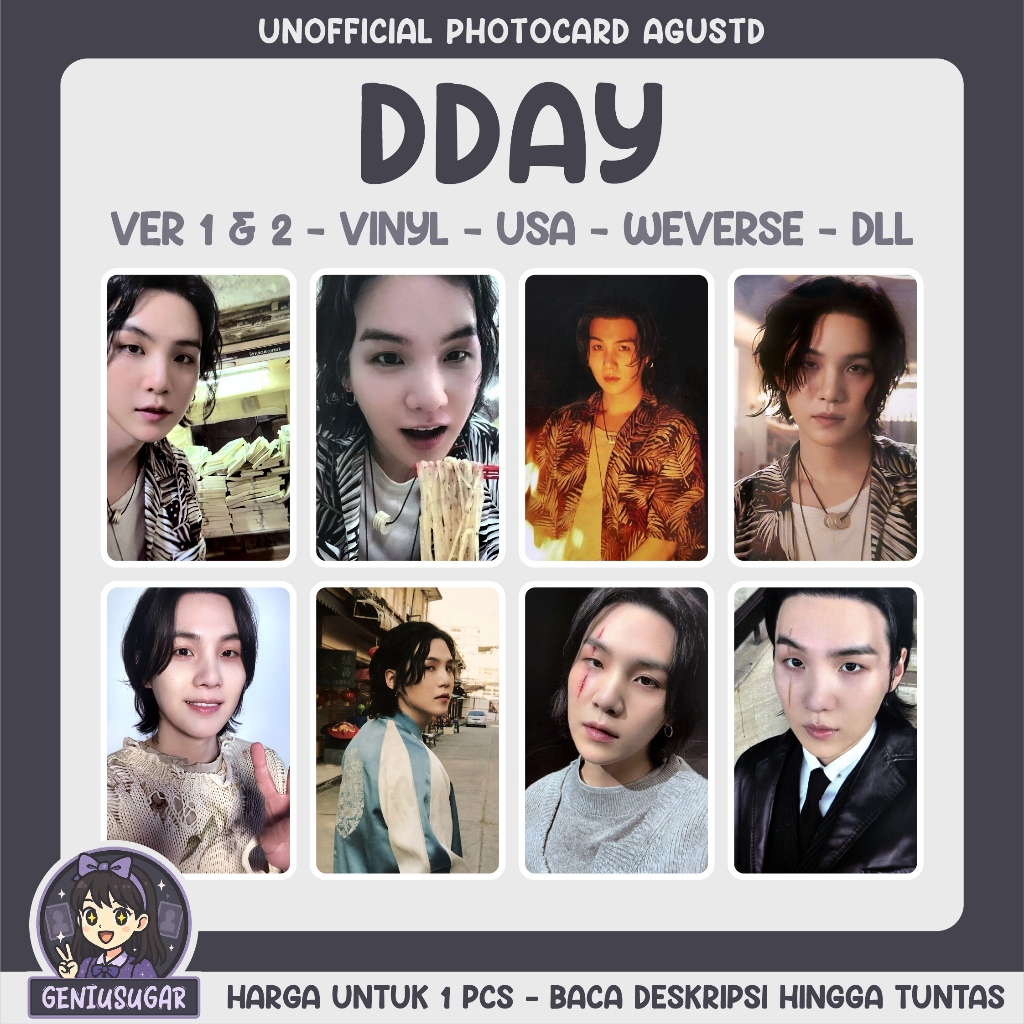 [SUGA BTS] DDAY AGUSTD UNOFFICIAL PHOTOCARD