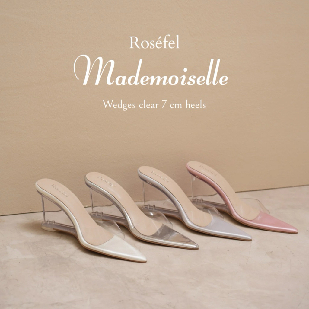 ROSEFEL - Mademoiselle Sandal Wedges Clear Transparent 7 cm Heels