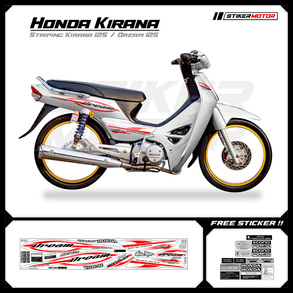 KIR12 Striping สติกเกอร์ Honda Kirana 125 Honda Dream 125 ncx Variations Mothai สติกเกอร์ Striker St