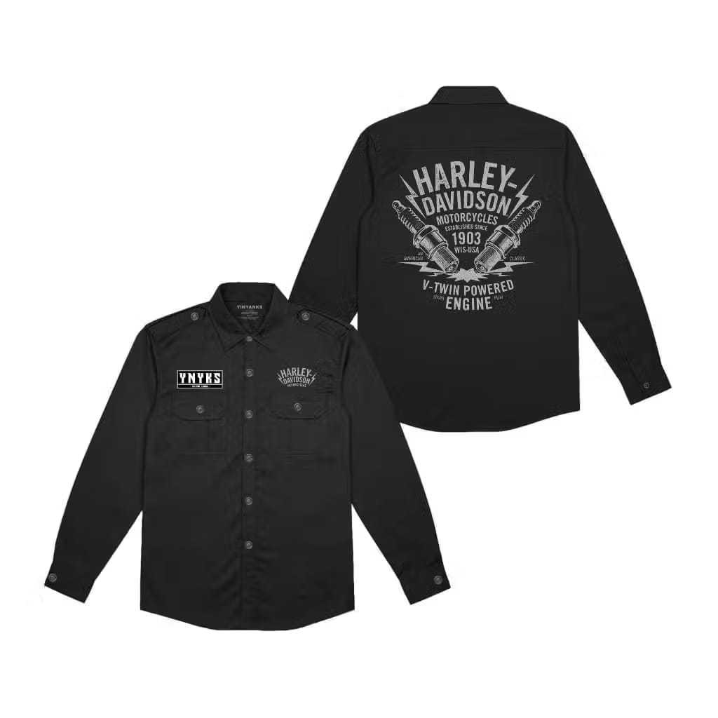 KEMEJA LOKAL Workshirt H3RLEYDAVIDS0N เสื้อทํางานแขนยาว unisex pdh distro bandung เสื้อผ้าผู้ชายและผู้หญิงขนาดท้องถิ่น