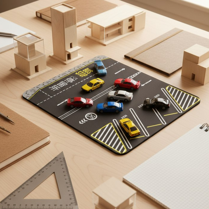 King Pad Kami H02 25x30 ซม. – ที่จอดรถ Pad Scale 1:64 Deskmat Diorama / Diecast Display Base (3 มม.ย