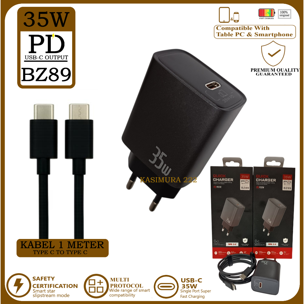 HP 35W Fast Charging BZ89 PD USB-C Output & Type C To Type C Cable 1 เมตร Quick Charge3.0
