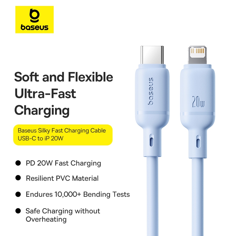Baseus 20W Silky Series สายชาร์จเร็ว Type-C ถึง Lightning สําหรับ iP
