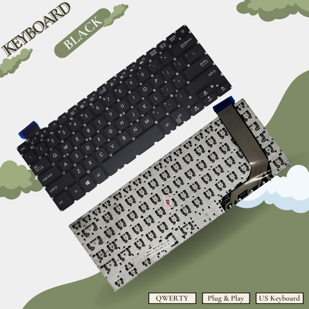 แป้นพิมพ์แล็ปท็อปคุณภาพดีที่สุด Asus A407 A407UF X407B X407MA X407UA X407UB X407UF X407UAR ปุ่มเปิดป