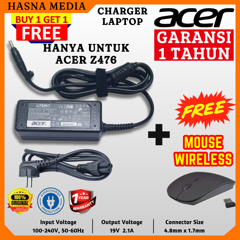 เครื่องชาร์จแล็ปท็อป Acer Z476 ของแท้ 19V 2.1A 40 วัตต์ 4.8*1.7 มม.