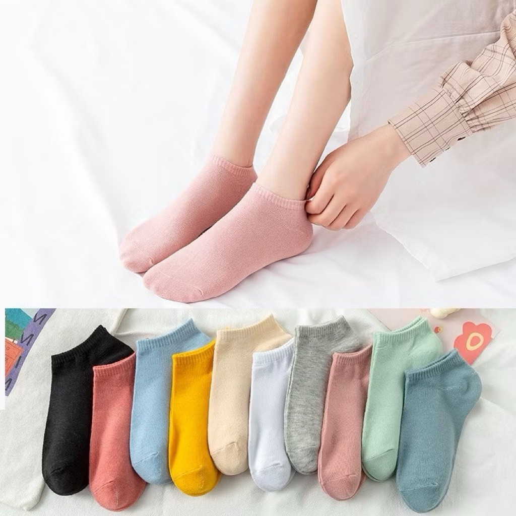 [10 PAIRS] PLAIN ANKLE SOCKS CUTE ANKLE COLORFUL SOCKS SOCK SHORT SOCK