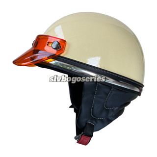 Helm Chips Dewasa Shorty Retro Classic List Chrome Pet Transparan Pria/Wanita