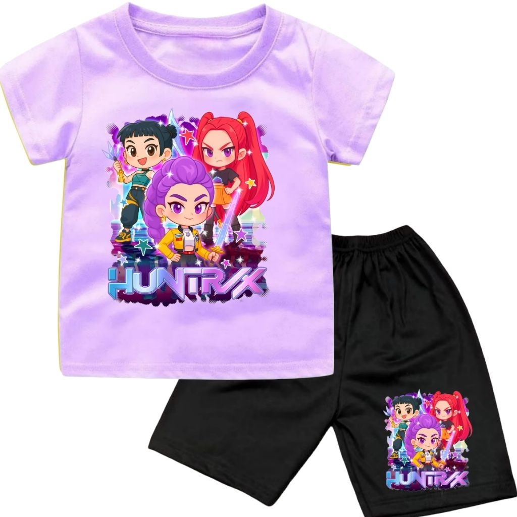 KPOP DEMON HUNTER1 ชุดเสื้อยืดสําหรับเด็กหญิงและเด็กชาย