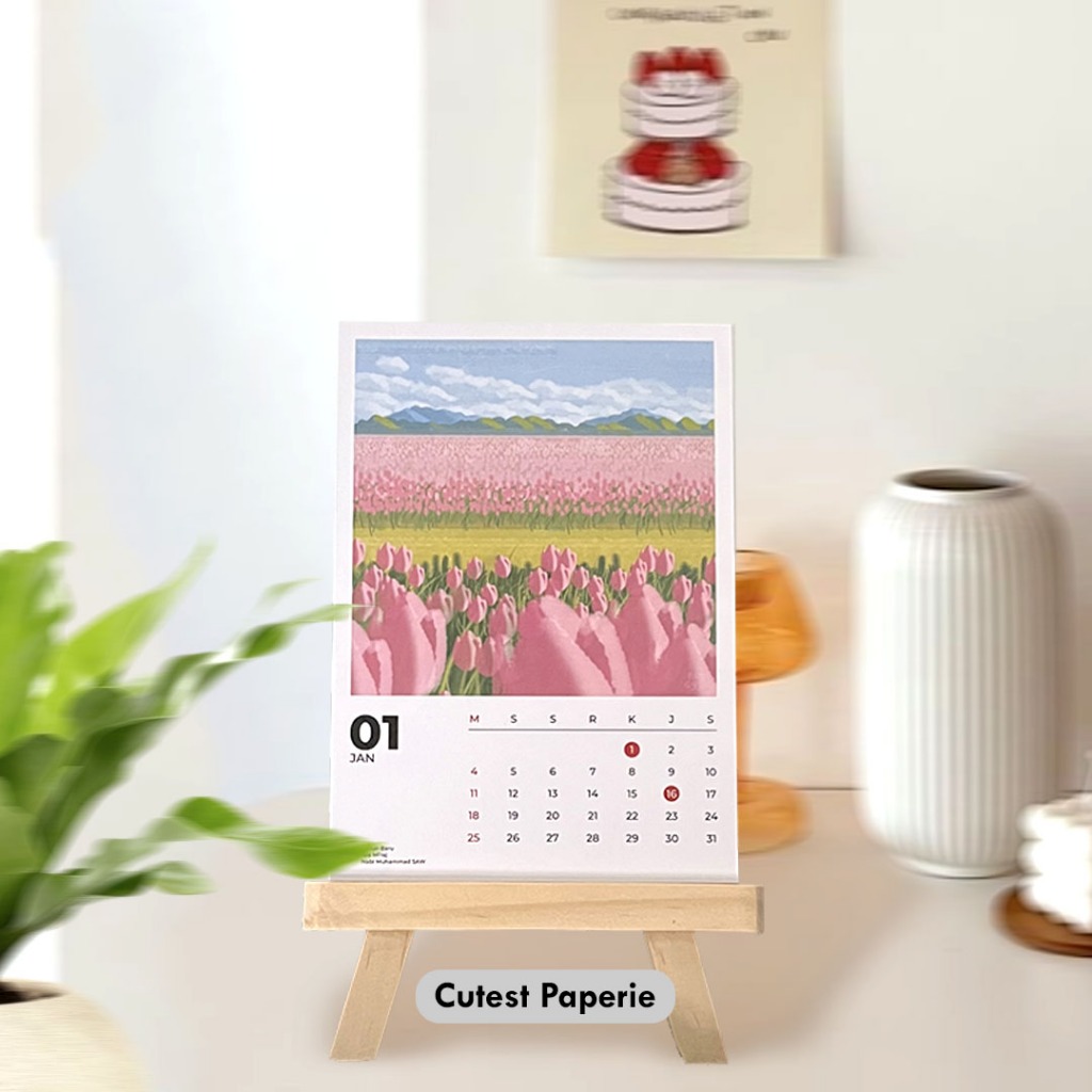 2026 DESK CALENDAR AESTHETIC SCENERY CALENDAR ILLUSTATION