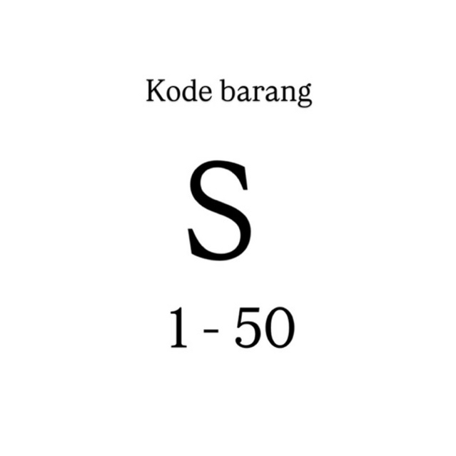 ITEM CODE S1 - S50**