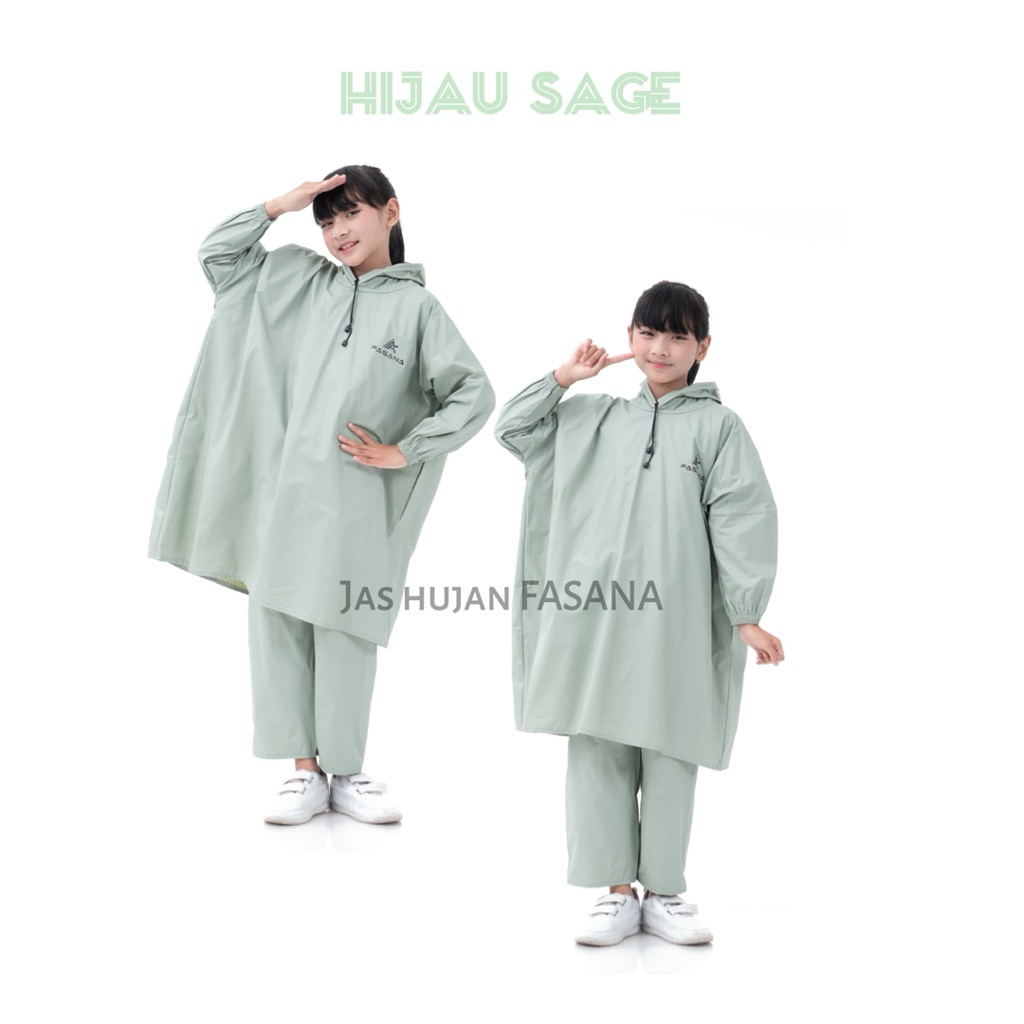 FASANA เสื้อกันฝนเด็ก Poncho ชุดวัสดุหนา Anti-Seepage Elastic & สบาย