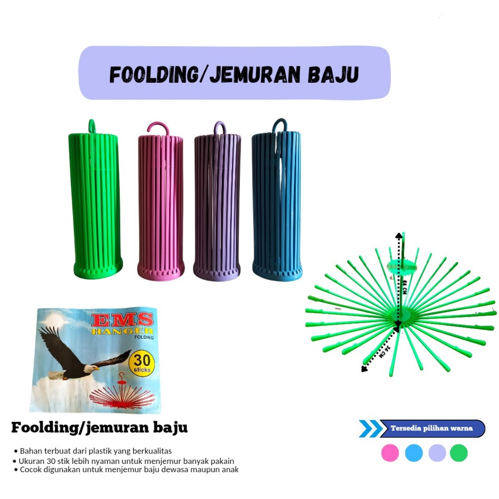 GANTUNGAN ไม้แขวนเสื้อพับ EMS ไม้แขวนเสื้อ 30 แท่ง / ORIGINAL Folding EMS / ไม้แขวนเสื้อเด็ก