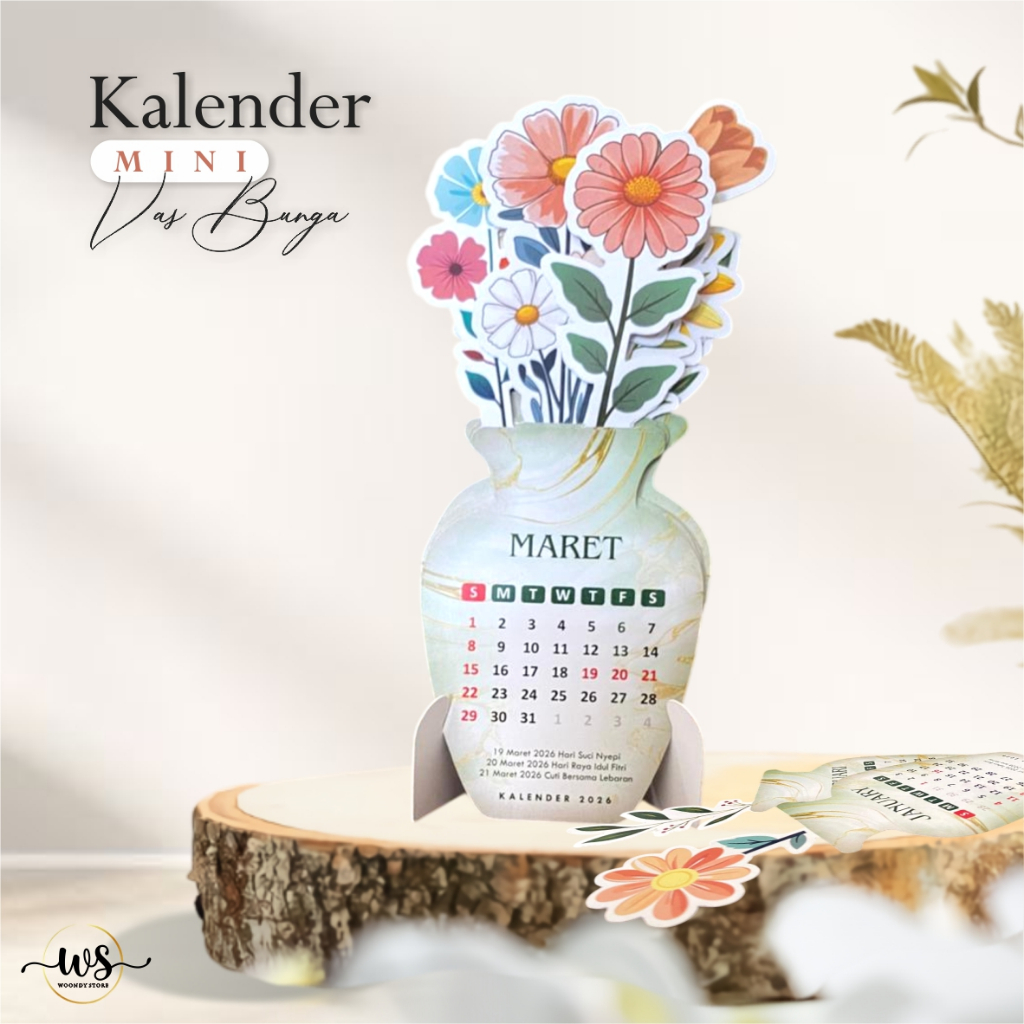 MINI FLOWER VASE CALENDAR - AESTHETIC TABLE CALENDAR - UNIQUE FLOWER CALENDAR WEDDING SOUVENIR
