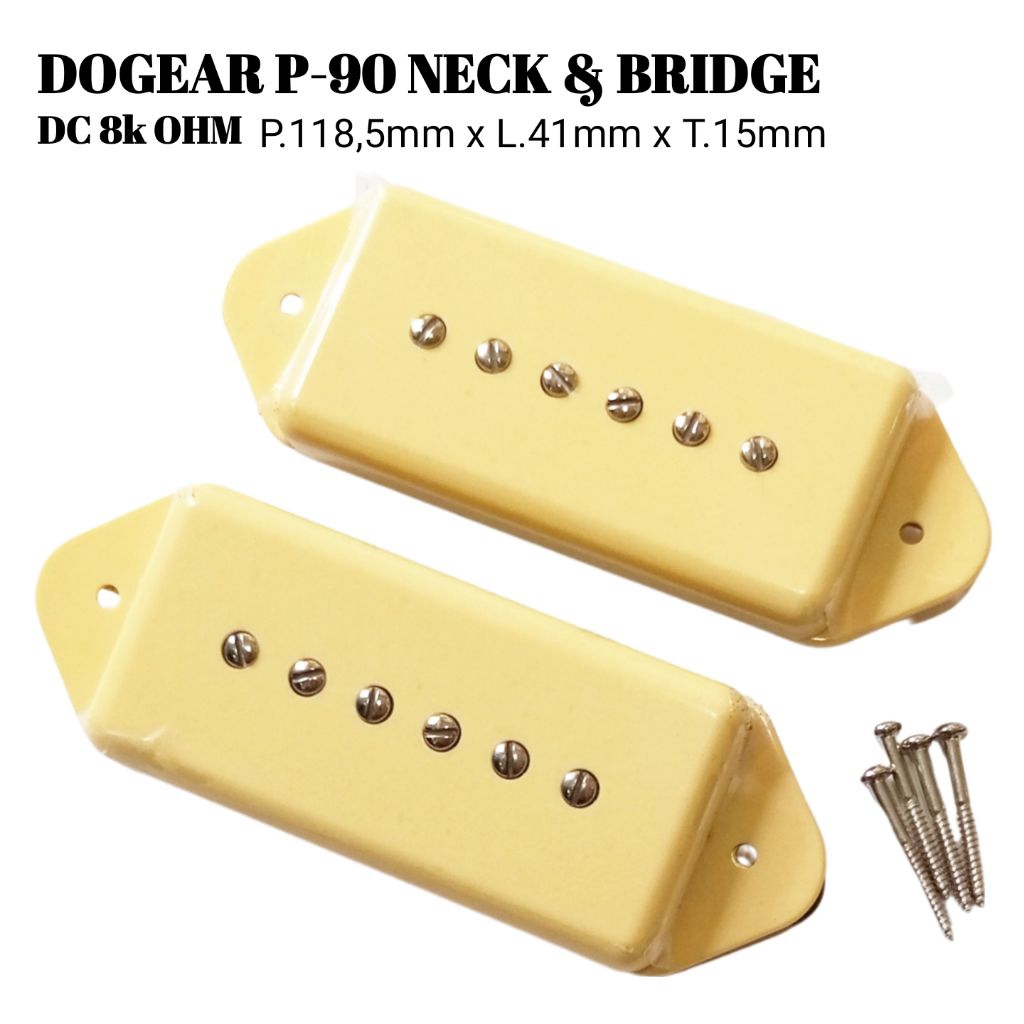 Dogear P-90 Guitar Pickup Neck Bridge Cream Cover
