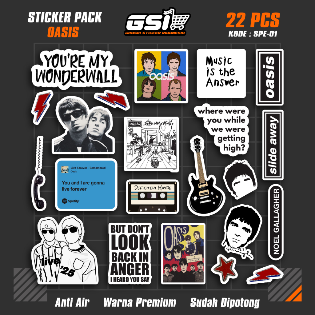 OASIS สติ๊กเกอร์ AESTTHETIC สติ๊กเกอร์แล็ปท็อป TUMBLR สติ๊กเกอร์ สติ๊กเกอร์ GUITAR สติ๊กเกอร์แล็ปท็อ
