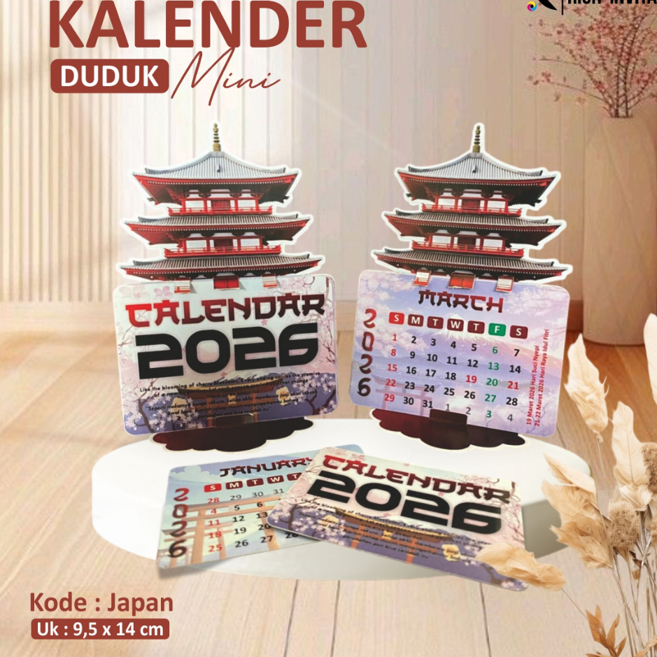 AESTHETIC SITTING CALENDAR 2026 - MINI CALENDAR SOUVENIR (ญี่ปุ่น)