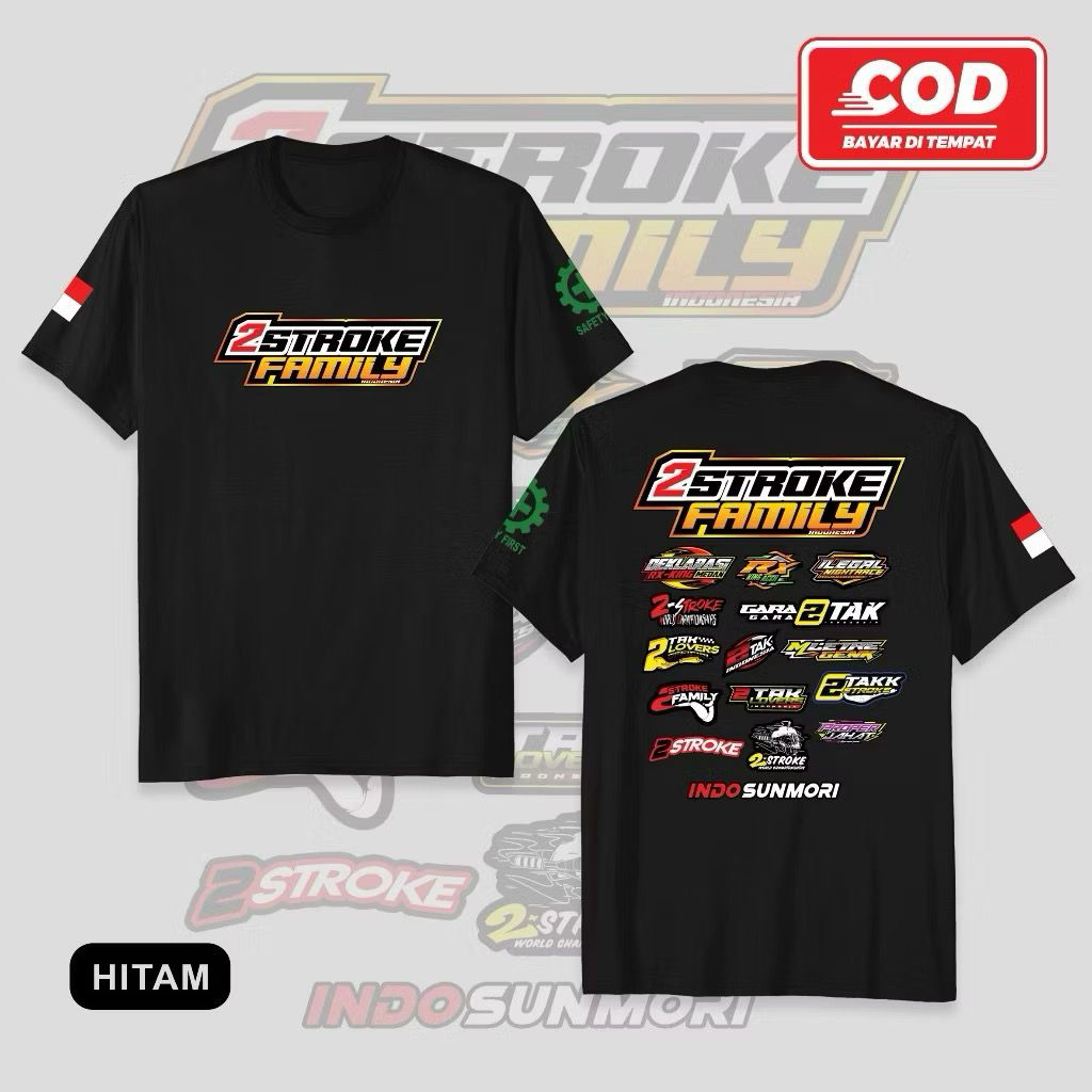 2 STROKE FAMILY INDONESIA เสื้อยืดผู้ชายและผู้หญิง - TWO STROKE CLOTHES - เสื้อยืดสี TWO STROKE - เส