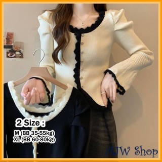 AJW Atasan Wanita Lengan Panjang Flare Knit Import Premium WAZ | Baju Vintage Wanita Lengan Flare | Pakaian Wanita Korean Style Lengan Panjang