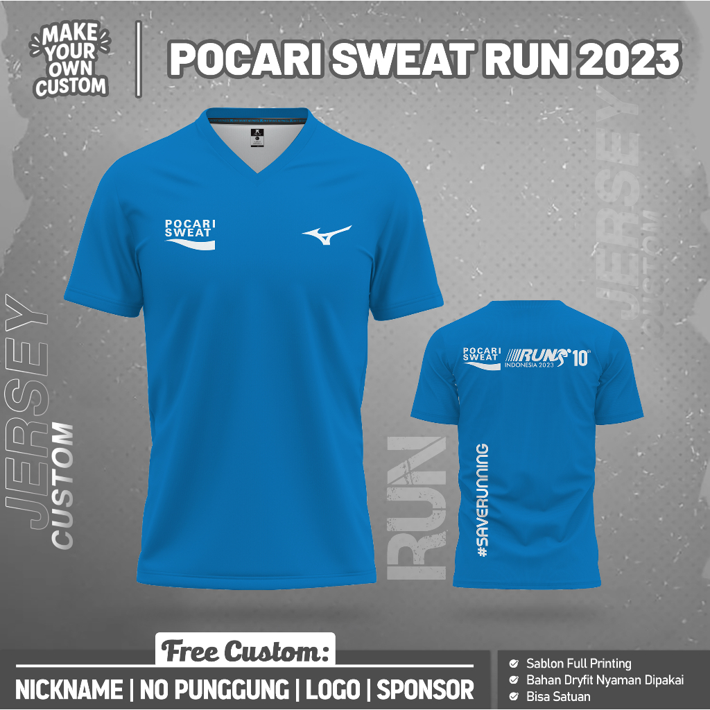 เสื้อเจอร์ซีย์ที่กําหนดเอง POCARI SWEAT RUN 2023 SKY SHORT ฟรีโลโก้ชื่อที่กําหนดเองการพิมพ์เต็มรูปแบ