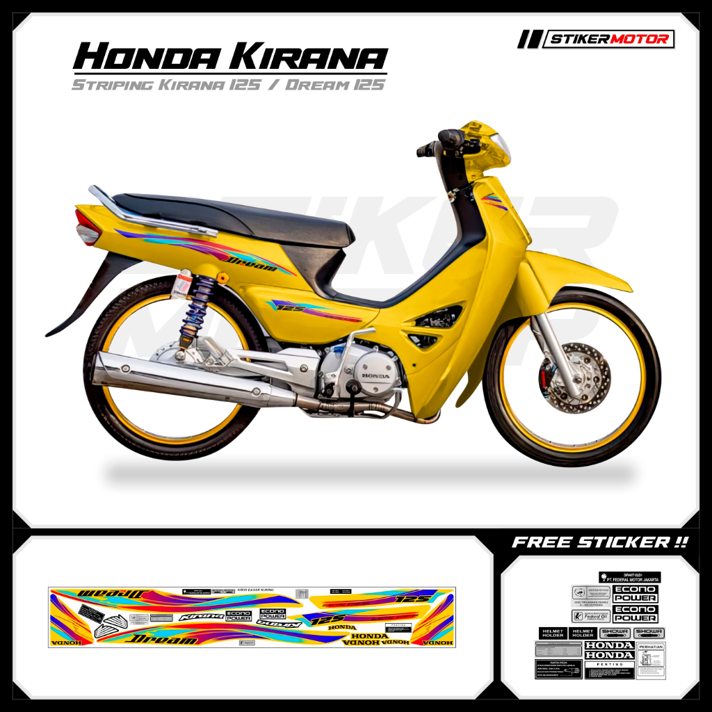 KIR20 Striping สติกเกอร์ Honda Kirana 125 Honda Dream 125 ncx Variations Mothai สติกเกอร์ Striker St